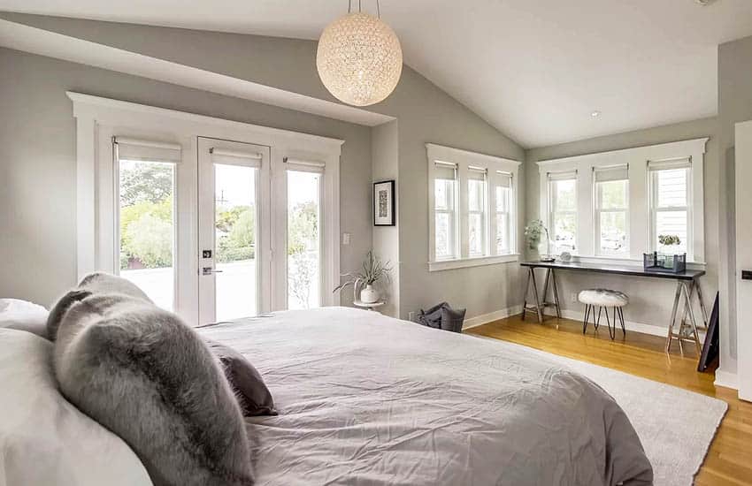 bedroom with window facing desk