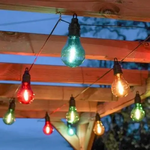 pergola lights ideas colorful bulbs