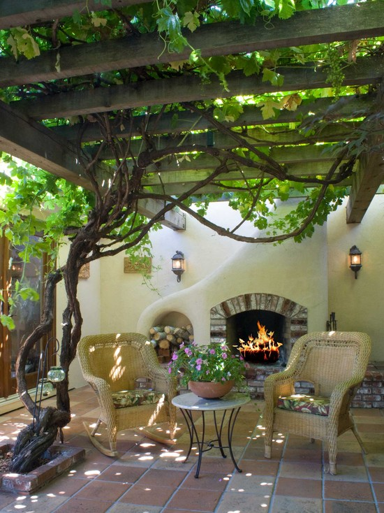 pergola lights ideas fireplace