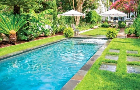 Lap Pool with Grass Deck Step Stones