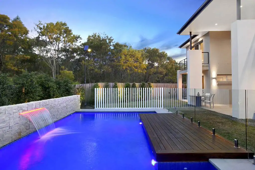 pool fence ideas stone lighting