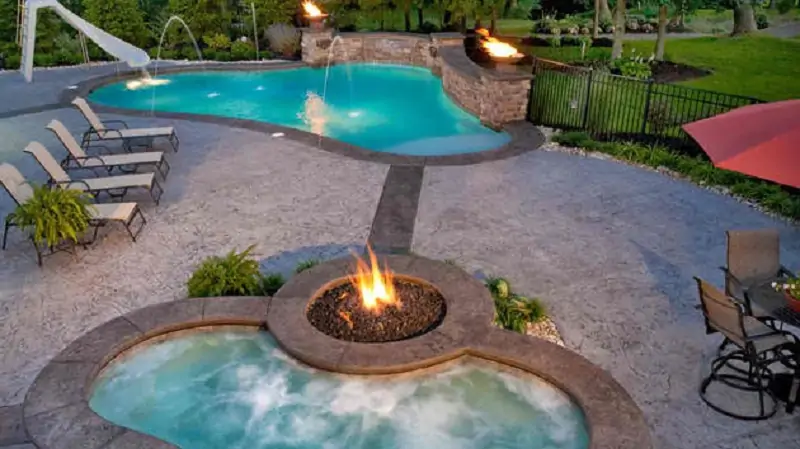 add a fire pit on pool patio