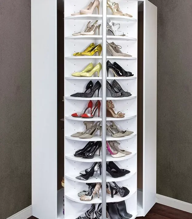 shoe storage ideas keep shoes on a rotating rack jpg
