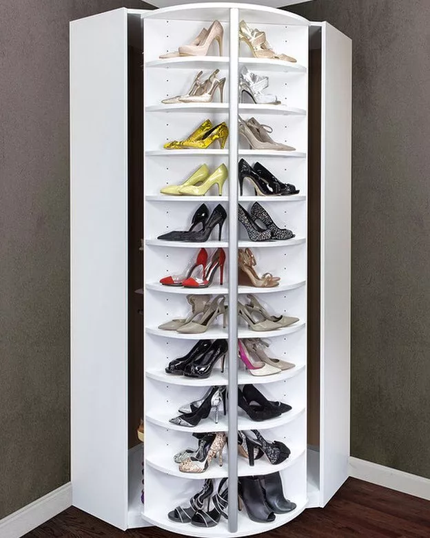 shoe storage ideas keep shoes on a rotating rack jpg