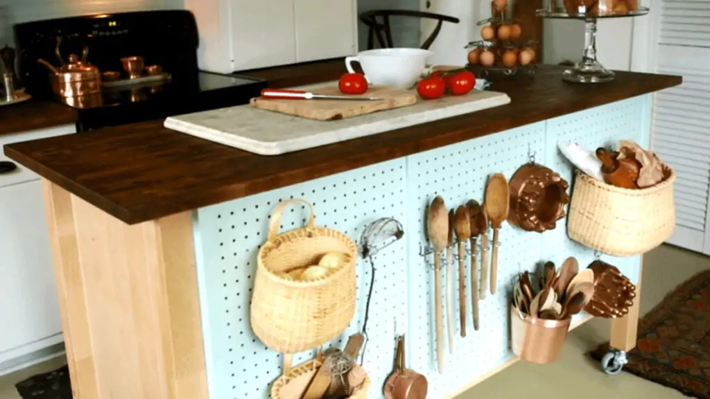 small kitchen ideas pegboard island