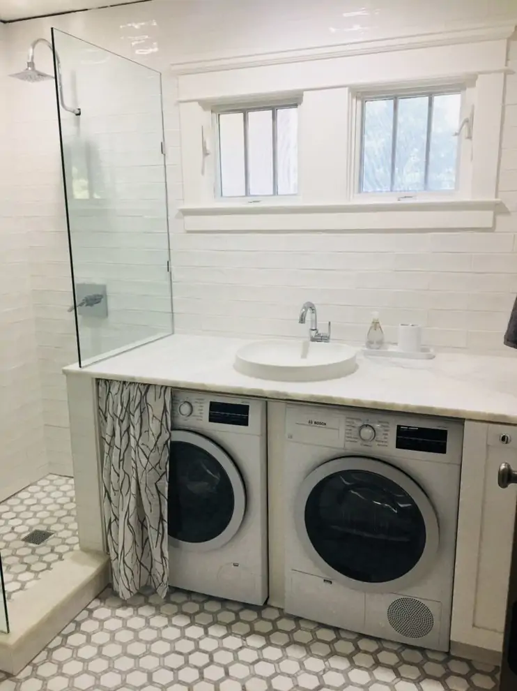 bathroom with laundry