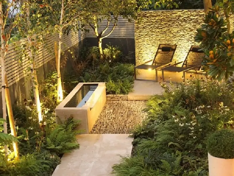 lighting in an extended garden