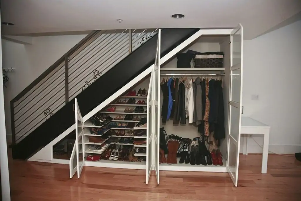 . storage space under stairs