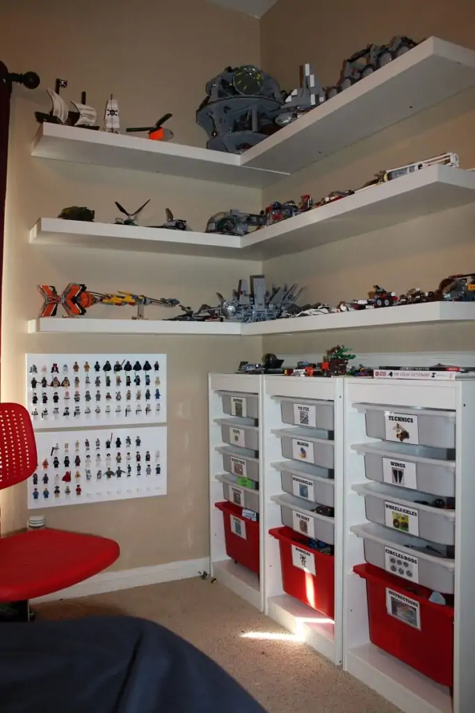 Use Lego storage shelves