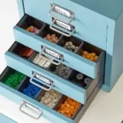 Use cabinets to store legos