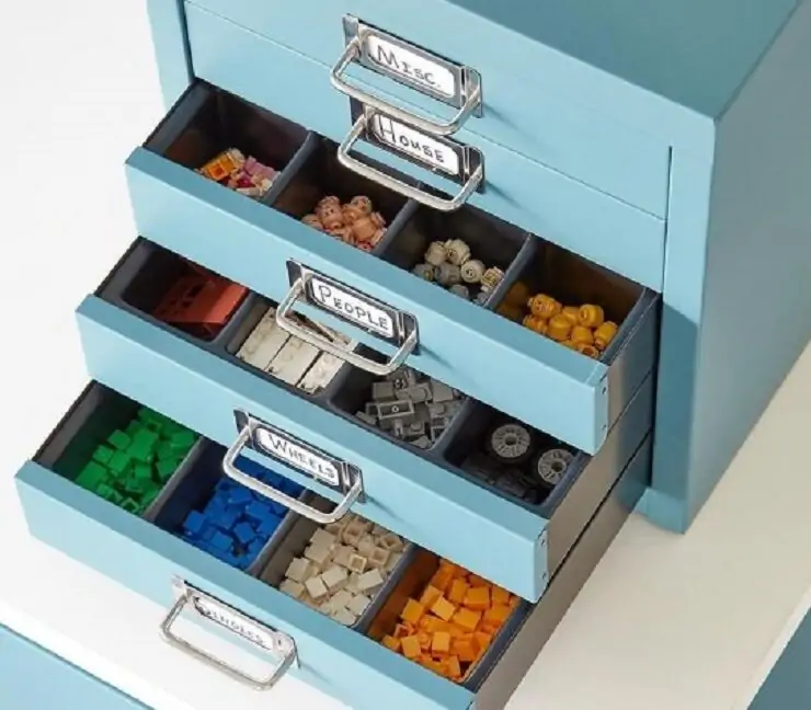 Use cabinets to store legos