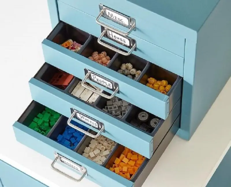 Use cabinets to store legos