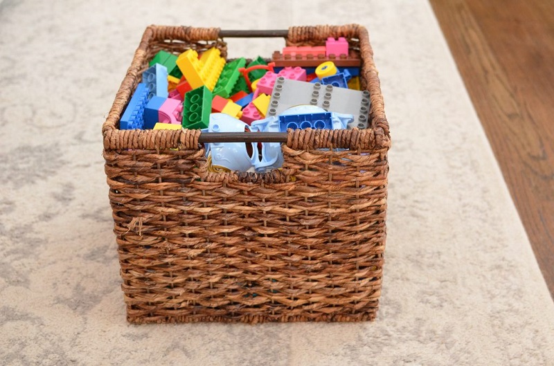 b Colored baskets helps you store legos