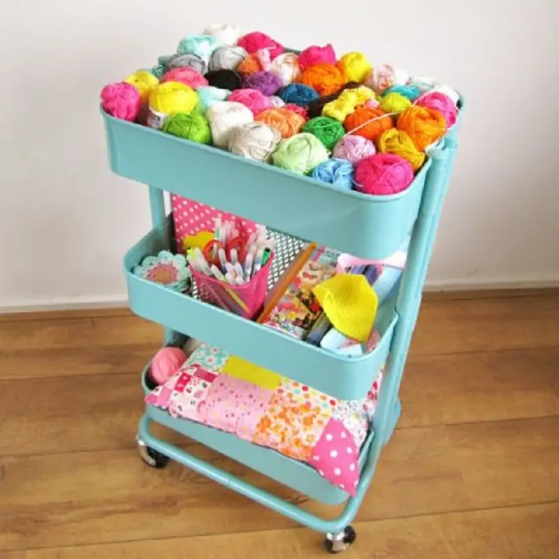 . Movable Cart Ideas for Storing Yarn