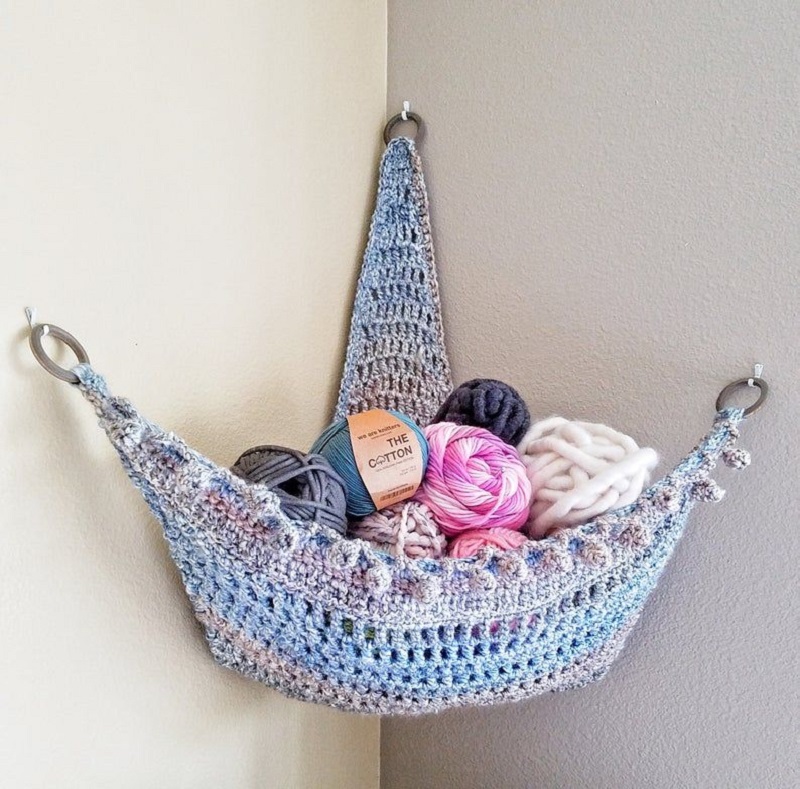 . Bohemian Crochet Hammock Ideas for Yarn Storage