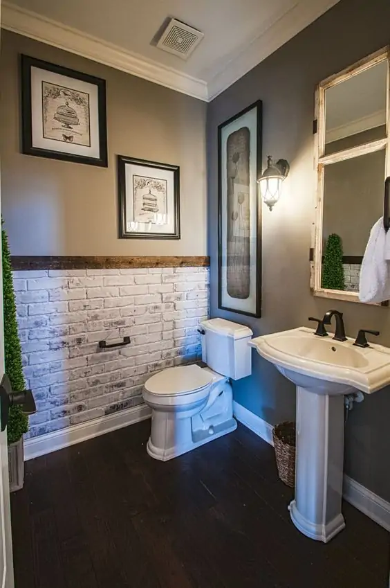 wainscoting ideas bathrooms brick accent wall