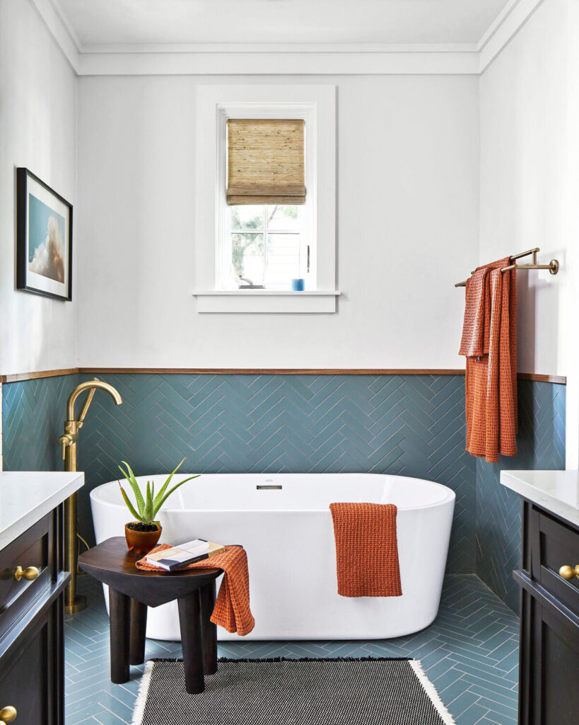 wainscoting ideas bathrooms herringbone tile