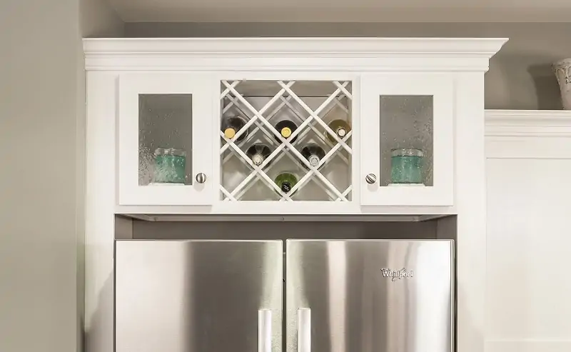 wine rack above the fridge