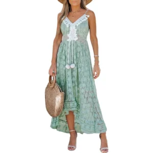 Women's Maxi Dress Lace Dresses Boho Tassel V Neck