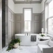 Candles and green plants beside bath tub